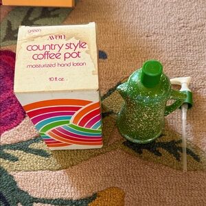 Avon Green Speckled Coffee Pot Lotion Dispenser